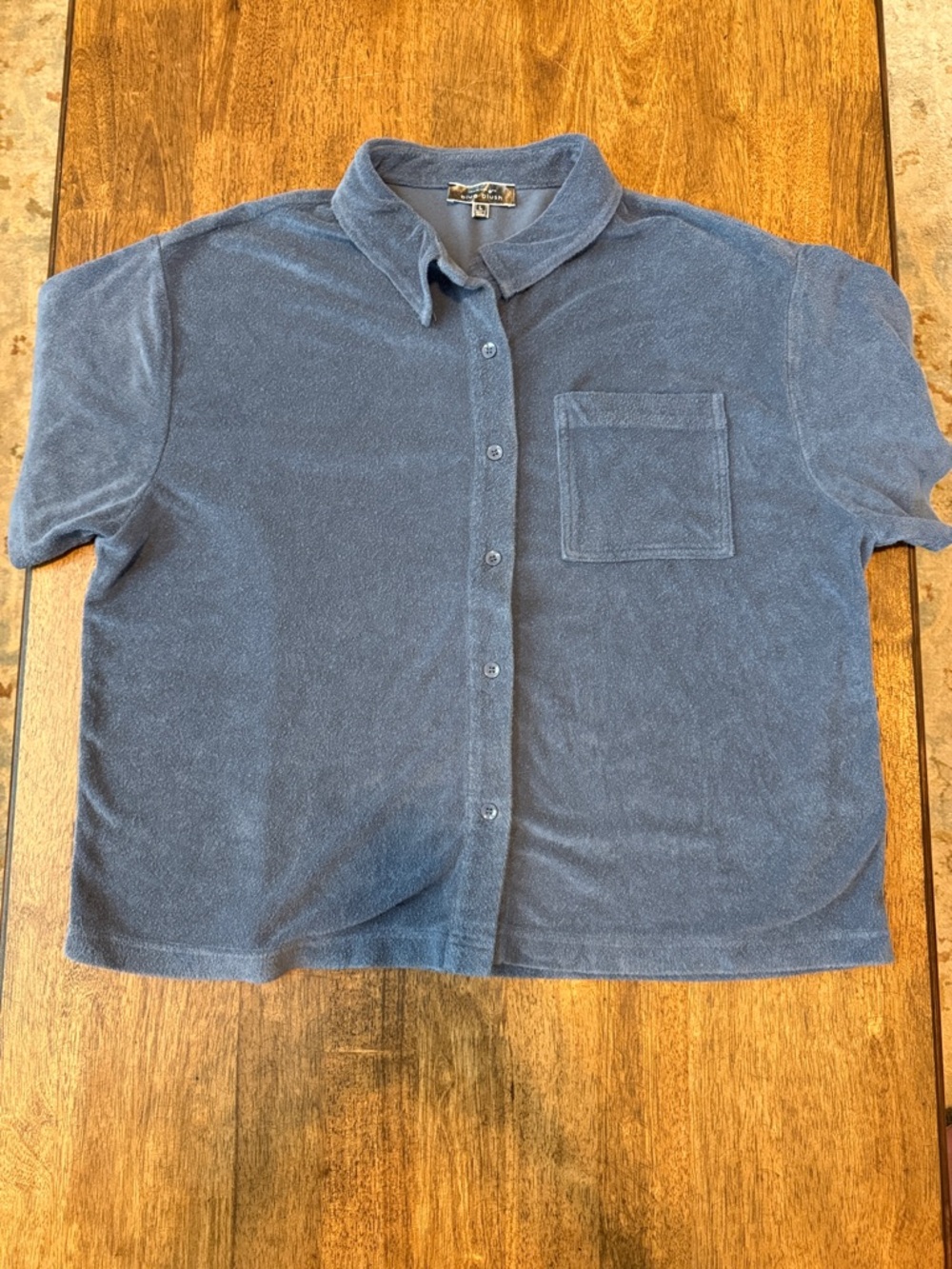 Blue Blush Navy Terry Cloth Button-Up Shirt